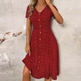 thumbnail image 4 of PFRNLF Summer Dresses for Women Short Sleeve Casual V Neck Swing Button Down Flowy Dress, 4 of 7