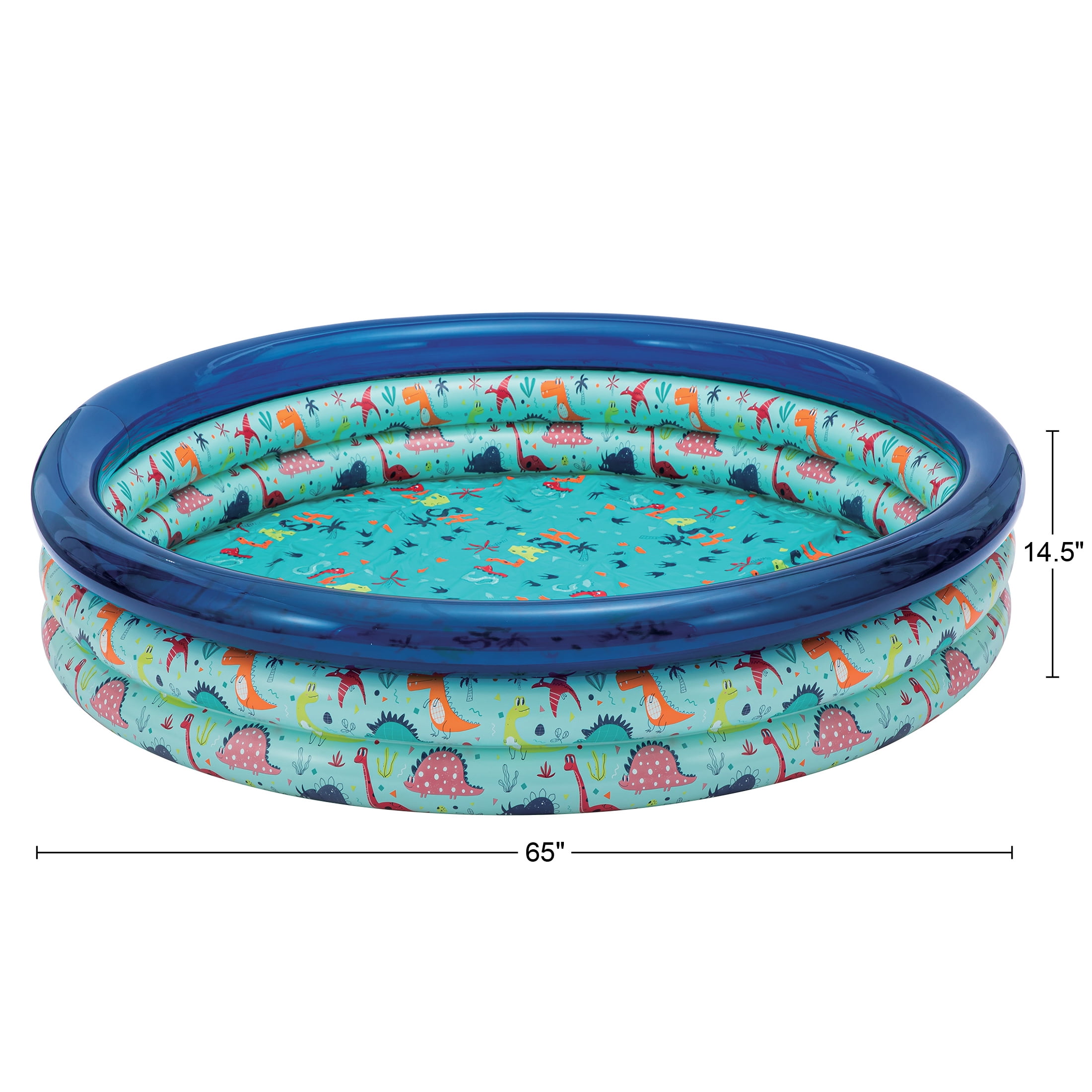 Bluescape Blue Dino 3-Ring Inflatable Swimming Pool for Kids, Round, Age 2 & up, Unisex