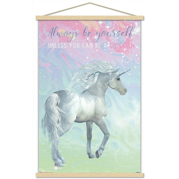Unicorn On Pastels Wall Poster with Magnetic Frame, 22.375" x 34"