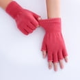 thumbnail image 3 of Visland 2 Pair Half Finger Gloves Winter Knit Warm Stretchy Mittens Fingerless Gloves in Common Size for Men and Women, 3 of 7