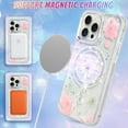 thumbnail image 5 of for iPhone 12 Pro Max Case, Pink Floral Flowers Pattern Diamond Magnetic Support for MagSafe Shockproof Case, Crystal and Clear Phone Case, 5 of 12