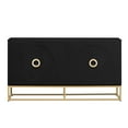 thumbnail image 3 of TUANLUO Black 4-Doors Accent Cabinet with Gold Metal Legs, Entryway Cabinet with Adjustable Shelves, Modern Storage Cabinet, Wood Accent Cabinet Furniture for Living Room Kitchen Dining Room, 3 of 10