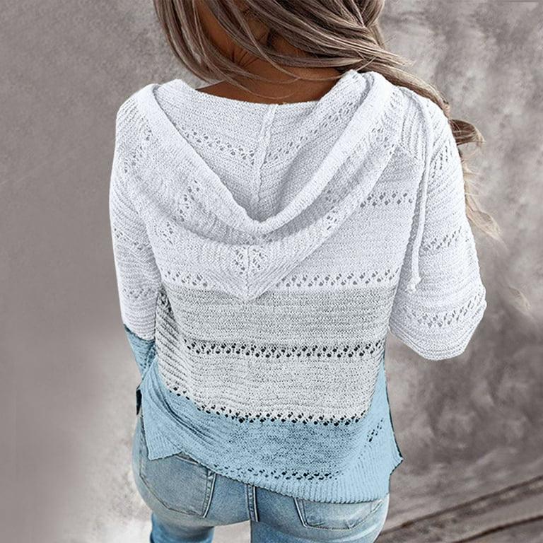 ニット・セーター HUECLOSET Friday Round Knit Hood SE328 HSMQHJWE Women S Sweaters Light Weight Summer Sweaters