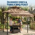 thumbnail image 7 of 8' x 5' Grill Gazebo Canopy with Extra 7' x 3' Awning, Heavy Duty Steel Frame, Double-Tiered Outdoor Grill Canopy with Shelves, 10 Hooks & LED Lights for Patio BBQ Backyard,Khaki, 7 of 7