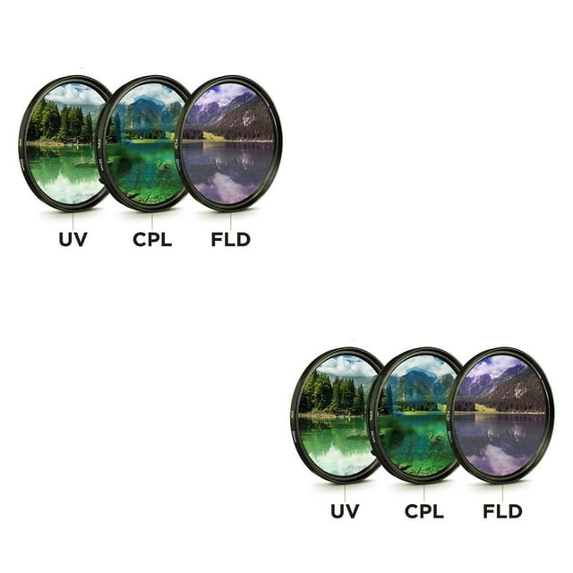 ZLight 3 Pcs 3-in-1 Lens Filter with Bag 49MM 52MM 55MM 58MM 62MM 67MM 72MM 77MM Protector Filtering Circular Polarizer Carrying Case 49mm 2Set