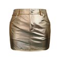 thumbnail image 4 of DHFJKG Skirts For Women Glossy Leather Mini Pencil Skirt Low Rise Shiny Tight Bodycon Slim Fit Stylish Skirt, 4 of 4