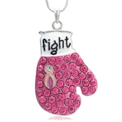Boxing Glove Heart Pink Ribbon Fight Against Breast Cancer Pendant ...