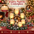 thumbnail image 4 of Nativity Christmas Lighted Centerpiece with Flameless Candle Glow, Christmas Decoration with Frosted Greenery, Red Berries & Pinecones, Perfect for Home Tabletop & Holiday Gift, 10.6" x 11.8", 4 of 7