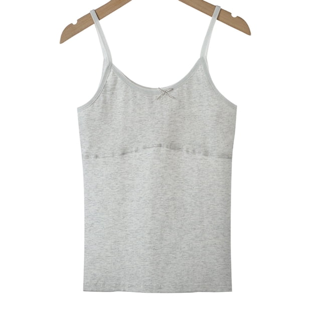 Teen Girls Camisole Solid Color Cotton Undershirt Tanks (Grey 10)