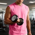 thumbnail image 6 of Inglocry Mens Workout Tank Tops Sleeveless T Shirts Men Muscle Shirt Gym Cotton Distressed Vintage Acid Wash Tee Shirts Running Loose Fit Tees Hot Pink XL, 6 of 7