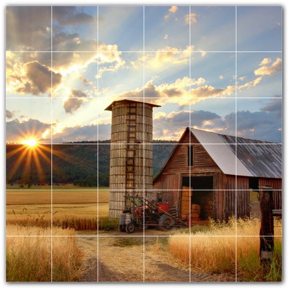 Picture-Tiles.com: Farm Ceramic Tile Wall Mural WAL500597-66XL. 72"W x 72"H using (36) 12" x 12" Ceramic Tiles-Satin Finish