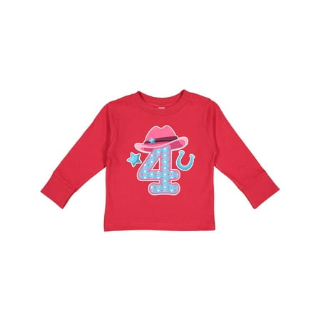 

Inktastic Four with Cowgirl Hat Star and Horseshoe Gift Toddler Toddler Girl Long Sleeve T-Shirt