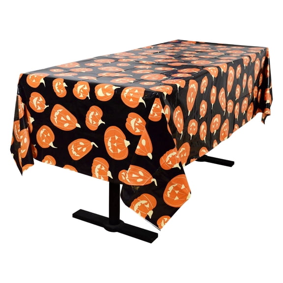 Jack-o'-Lantern Tablecloth, Black and Orange, 54" x 84", Halloween by Way To Celebrate