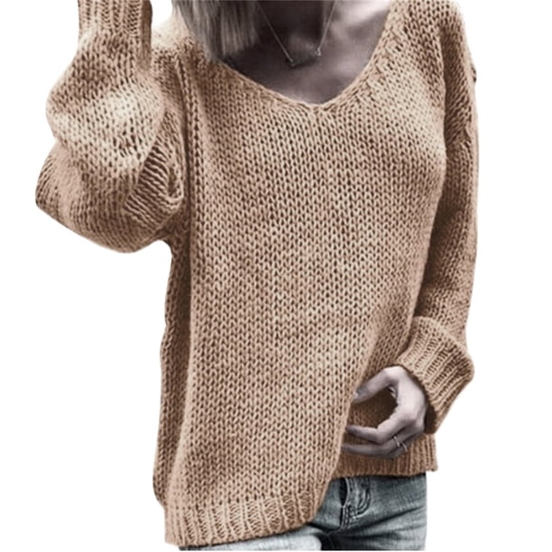 Qarigey Suéter de manga larga con cuello para mujer y adolescente, camisa de punto básica cálida para mujer, ropa de moda, accesorios Prendas para la parte del cuerpo SG Khaki Qarigey AP009144-10