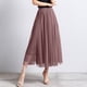 thumbnail image 3 of Gibobby faldas para mujer Falda de longitud media para mujer, falda de tul de cintura alta para fiesta de baile, traje de fiesta, medias faldas(Café, 80), 3 of 4