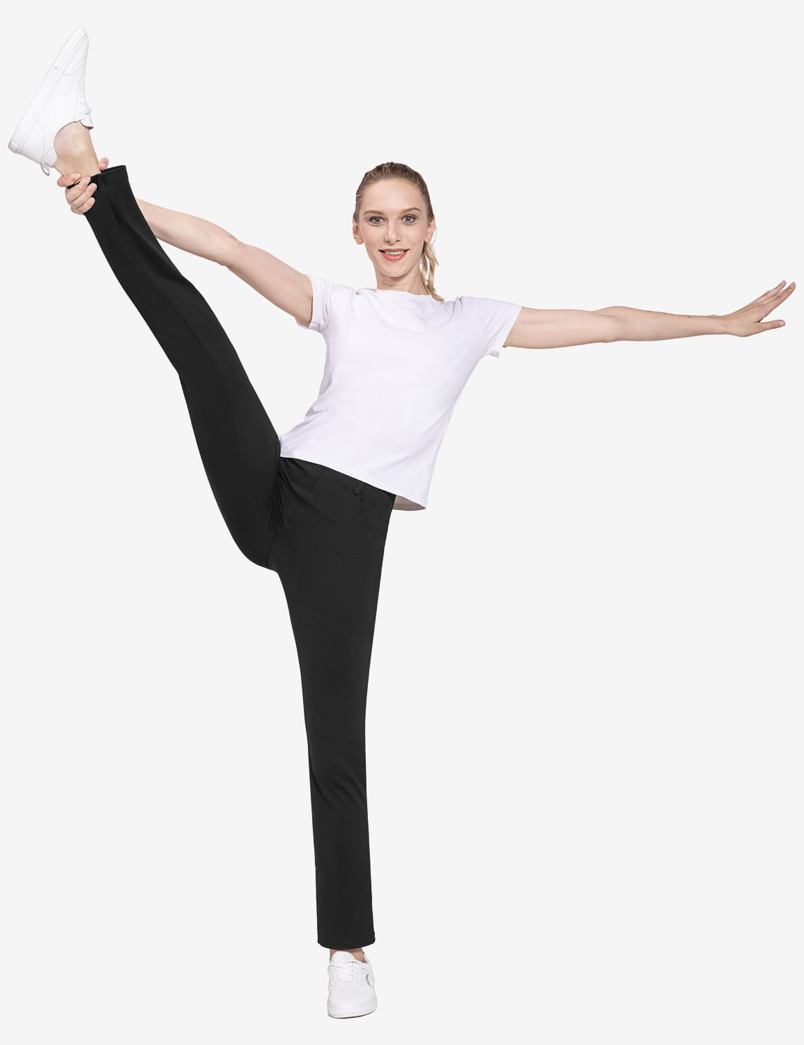 BALEAF Women's Yoga Dress Pants Stretchy Work Slacks Business Casual Pull  on Trousers with Pockets Petite 29 Khaki 2XL 