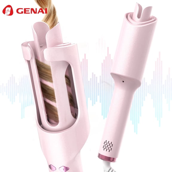 LESROLL 1.29 Inch Automatic Rotating Curling Iron with Cold Air Setting, 5 Heat Levels, LED Display, Anti-Tangle & Anti-Scald Hair Curler for Long, Thick & Textured Hair