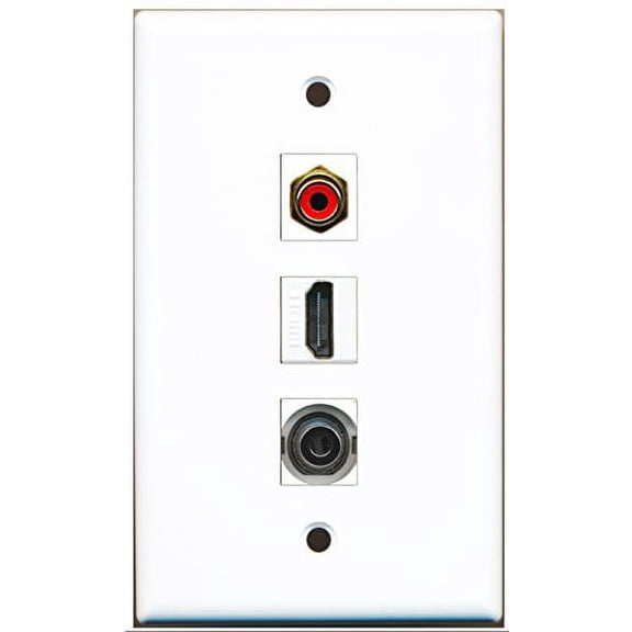 RiteAV - 1 Port HDMI and 1 Port RCA Red and 1 Port 3.5mm Wall Plate