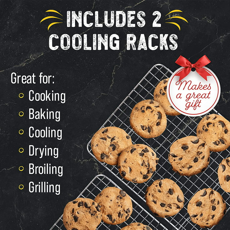 Cooling Baking Rack Set of 2, E-far Stainless Steel Grid Wire Rack for Oven  Roasting Cooking Bacon, 11.6” x 9.2” Grilling Broiling Racks for Cooling  Cookie Cake, Non-toxic & Dishwasher Safe 