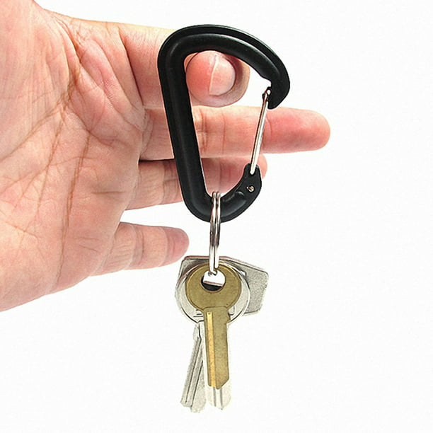 Anneau de mousqueton en métal Ressort de la chaîne de clés Porte-clés Clip  Crochet Sangle Noir 