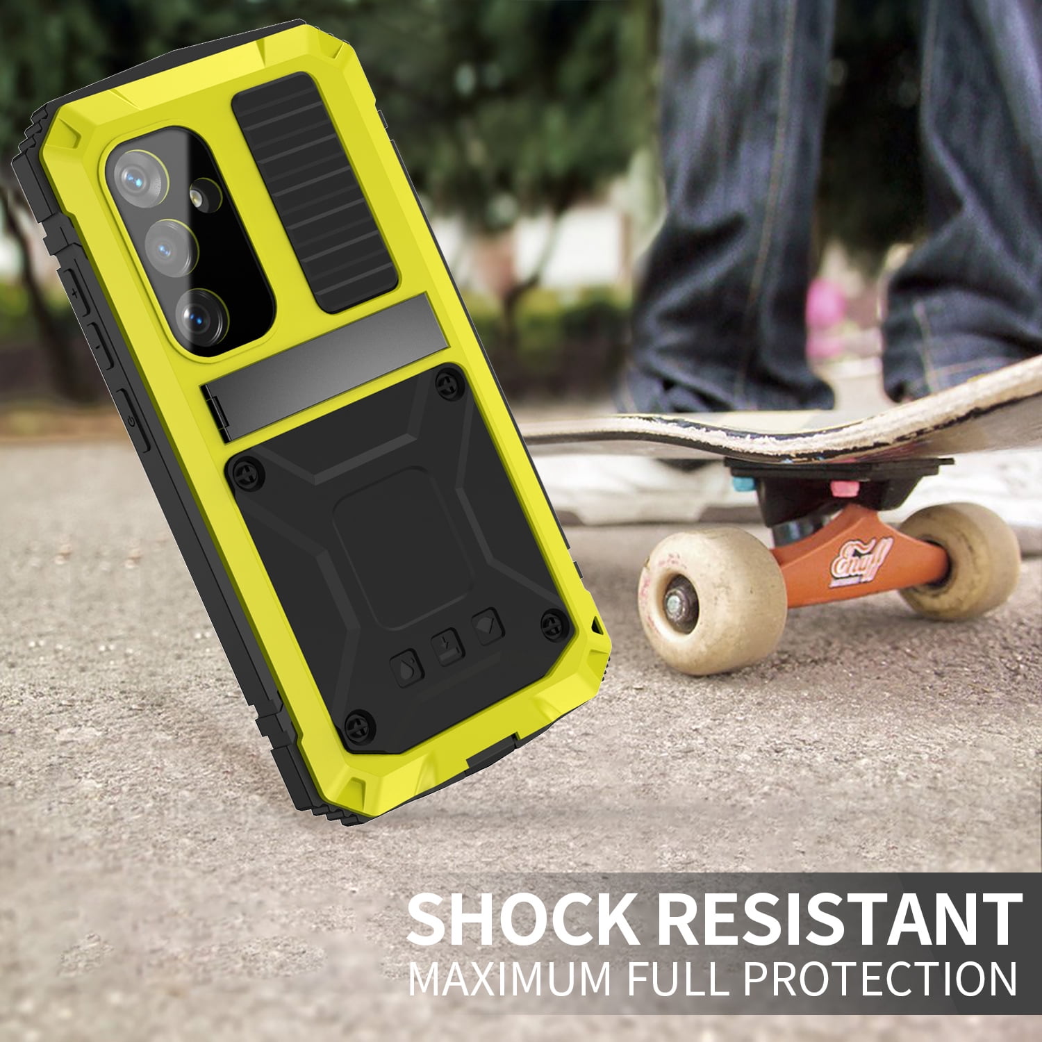 for Samsung Galaxy S25 Plus Metal Case, with Kickstand Screen Protector Case Sturdy Military Armor Durable Full Body Heavy Duty Shockproof Drop Tested Outdoor Case for Galaxy S25 Plus - Yellow