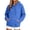 Blue, variant on Women's Hoodies Henry Neck Long Sleeve Tops Solid Lightweight Pullover Top Loose Sweatshirt With Pocket Casual Sweater