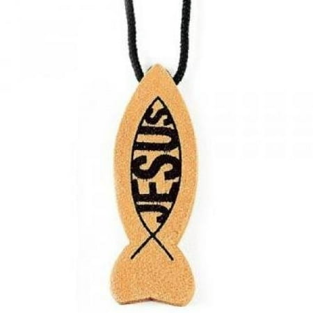 Wooden "Jesus" Fish Necklaces (1 dz)