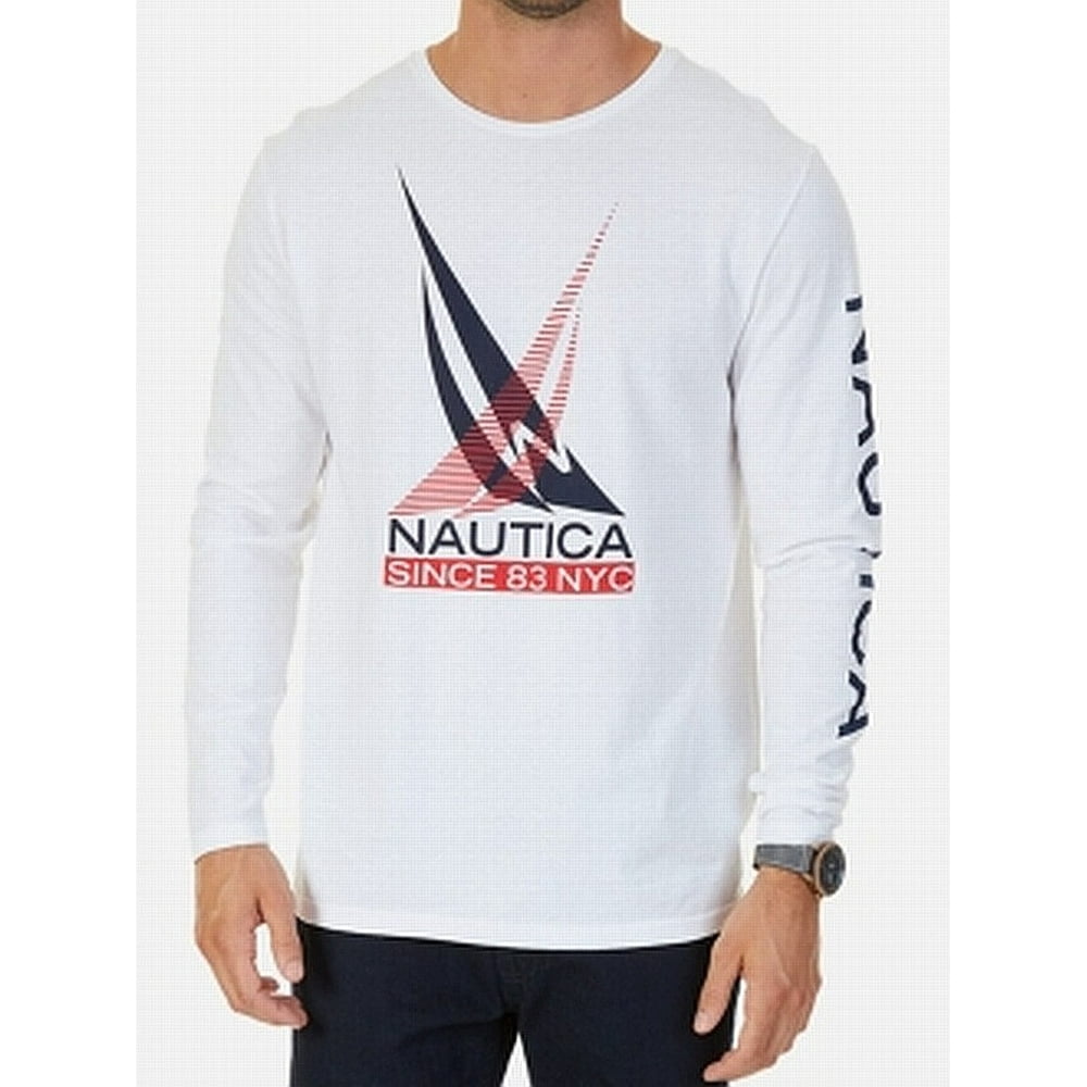 Nautica - Nautica White Mens Crewneck Graphic Print Tee T-Shirt $34 ...