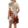 thumbnail image 4 of Tnhcen Women's Summer Vintage Print Pocket Short Sleeve Round Neck Cotton-Like Spandex Casual Dress S-2XL Breathable Loose Fit Plus Size Daywear Outfit, 4 of 7