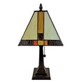 thumbnail image 2 of Tiffany Style Mini Accent Lamp Mission 15" Tall Stained Glass Red Yellow Tan Brown Vintage Antique Light Décor Nightstand Living Room Bedroom Office Handmade Gift AM208TL08B Amora Lighting, 2 of 3