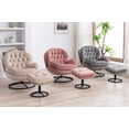 thumbnail image 3 of Zechuan Accent Swivel Chair with Ottoman for Living Room - Velvet Reading Chairs Set - Tufted Recliner Chairs with Swivel Base for Nursery - Gray, 3 of 11