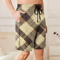thumbnail image 7 of BXJX Mens Plaid Shorts With Pockets- Drawstring Elastic Waist Fashion Casual Summer Shorts Khaki Size M, 7 of 7