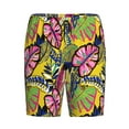 thumbnail image 3 of Picia Colrful Tropical Leaves Pajama Shorts for Men, Men's Pajama Bottoms, Sleepwear,Short Pajama Pants-4X-Large, 3 of 9