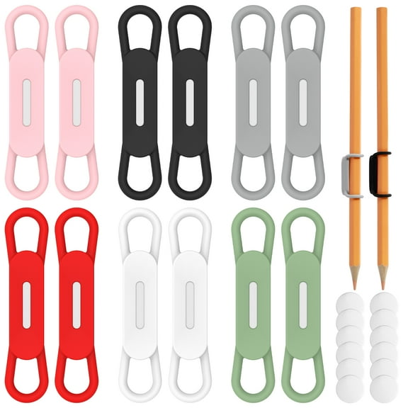 12 Pack Magnetic Pen Pencil Holder Silicone Adjustable Pen Holder for Desk Refrigerator Whiteboards Office Desk Accessories Marker Organizer(Multi)