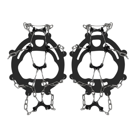 Ice Cleats Stainless Steel Traction Snow Grips For Shoes Anti Spikes Safe Protect For Hiking Fishing Walking Climbing Outdoor Sports(Black-26X15cm)