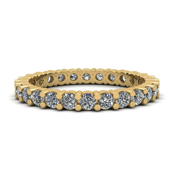 Natural 1.35Ct Round Cut Diamond Classic Shared Prong Women's Anniversary Wedding Eternity Band Ring Solid 10k Yellow Gold I SI2