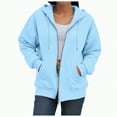 thumbnail image 2 of Towmus Oversized Zip Up Hoodie for Women Lightweight Plus Size Basic Zipper Hooded Sweatshirt Coat Y2K Jacket, 2 of 6