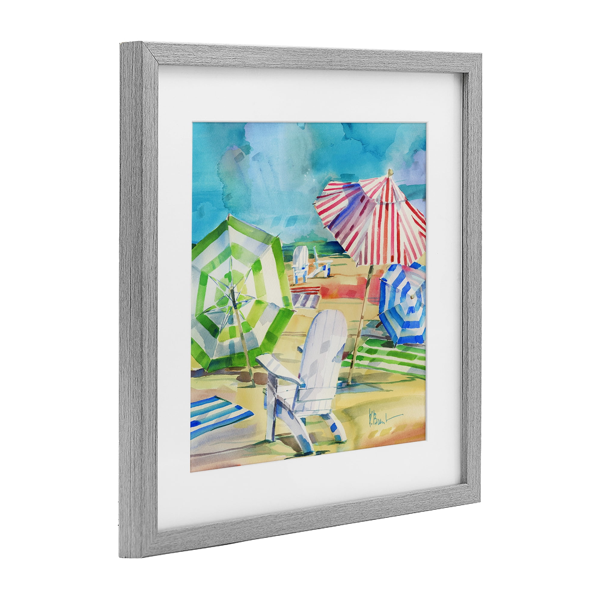 Stupell Industries Ventura Beach Umbrellas Gray Framed Print Under Glass, design by Paul Brent