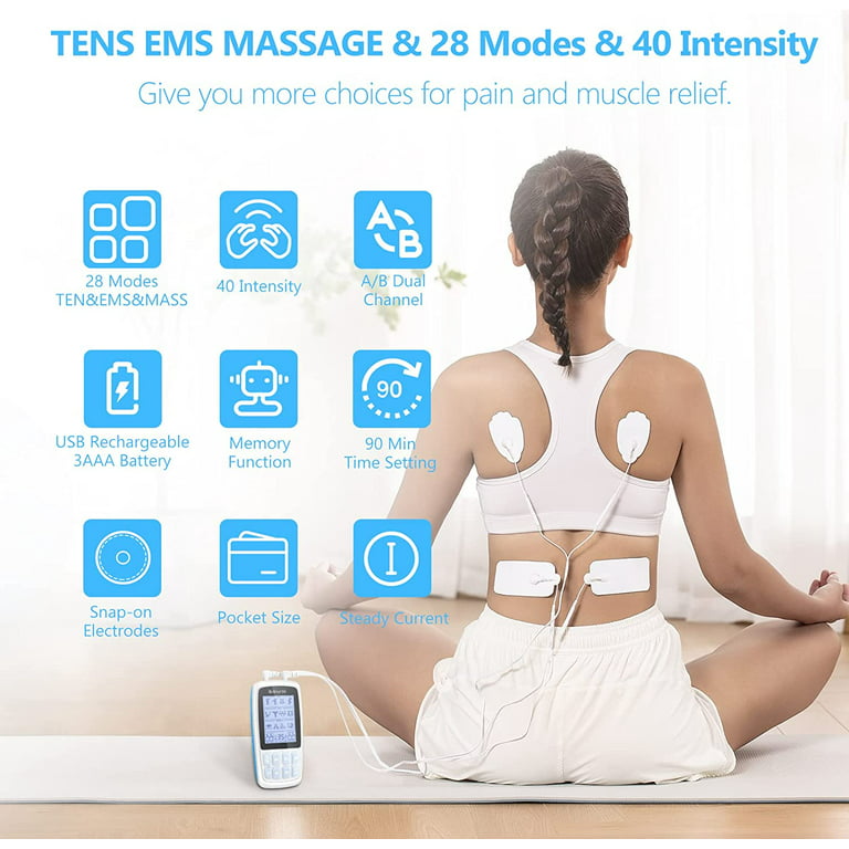SansPain TENS Unit Muscle Stimulator – 28 Mode TENS Rechargeable Machine -  Vysta Health