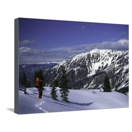 Snowshoing in Colorado Stretched Canvas Print Wall Art By Michael