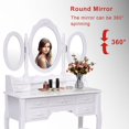 thumbnail image 4 of Costway Tri Folding Oval Mirror Wood Makeup Dressing Table Vanity Set W/ Stool Drawers, 4 of 10