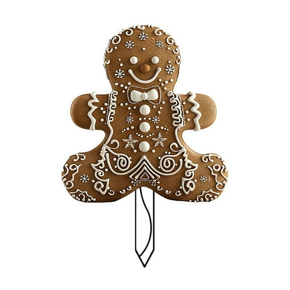 Gingerbread Yard Stake Sign | Acrylic 2D Flat Christmas Sign Gingerbread | Weatherproof Plug Garden Decoration Seasonal Gingerbread Signs for Lawn, Park