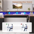 thumbnail image 6 of 64.4" Modern L Shaped Desk with Drawers, Fluted Home Office Desk with LED Lights and Power Outlets, Wood Executive Desk with File Cabinet Monitor Stand, Black, 6 of 10