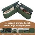 thumbnail image 6 of WIRRYTOR 59" Fluted L-Shaped Corner Storage Bench with Rounded Corners, Mid-Century Modern Breakfast Nook Bench, Extra Large Storage Chest, Green, 6 of 12