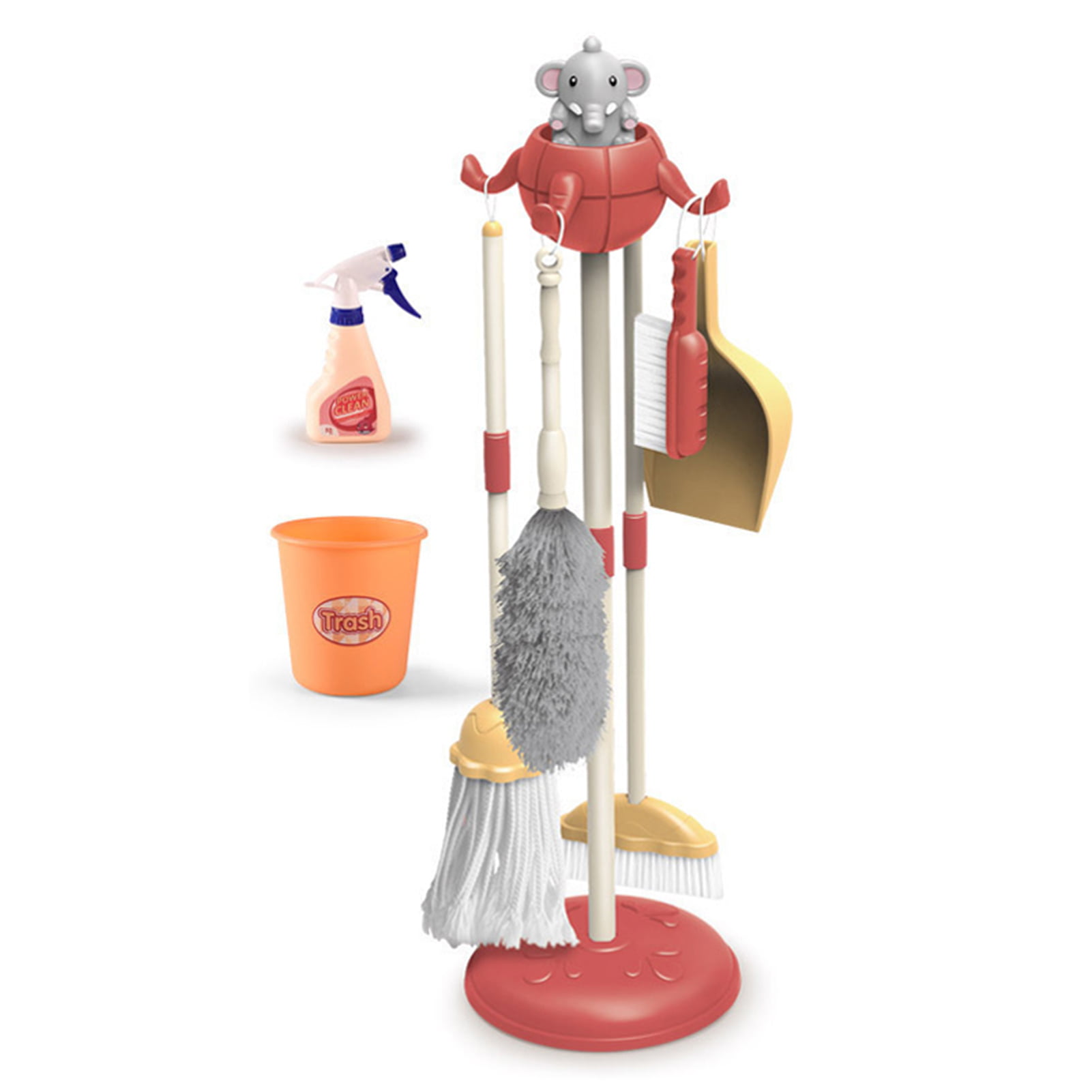 Kids Children's Cleaning Role Play Toy Mop & Bucket Set Red Girls Xmas Gift New 