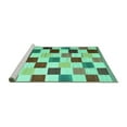 thumbnail image 2 of Ahgly Company Machine Washable Indoor Square Checkered Turquoise Blue Modern Area Rugs, 4' Square, 2 of 4