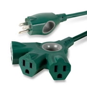 Philips EZGrip 25FT 16AWG 3-Outlet Extension Cord, Green Indoor/Outdoor, 15A