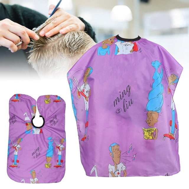 Capa De Peluquero, Delantal De Peluquería De Nailon, Capa De Corte De Pelo, Capa De Corte De Pelo Con Patrón De Dibujos Animados Para Teñir, Cortar Y Hacer Permanente El Cabello