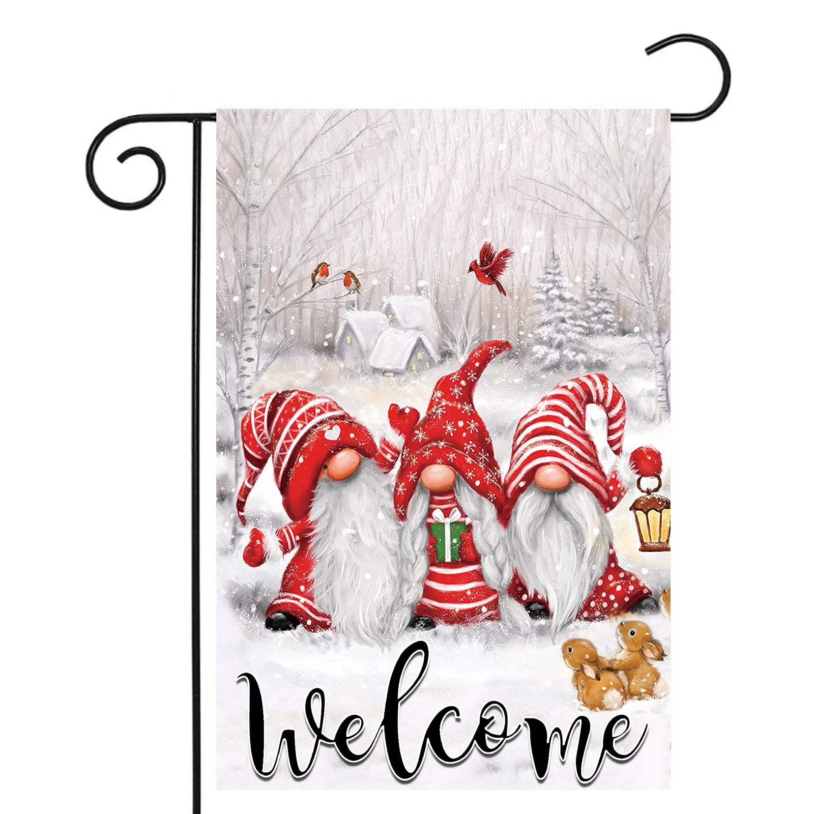 Christmas Garden Flags 12x18 Double Sided,Gnome Small Yard Flags for Outside,Holiday