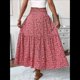 thumbnail image 5 of Falda Midi de Cintura Alta Elástica para Mujer, Informal, de Verano, , con Volantes, Estampado Floral, Corte A. Cártamo XL, 5 of 8